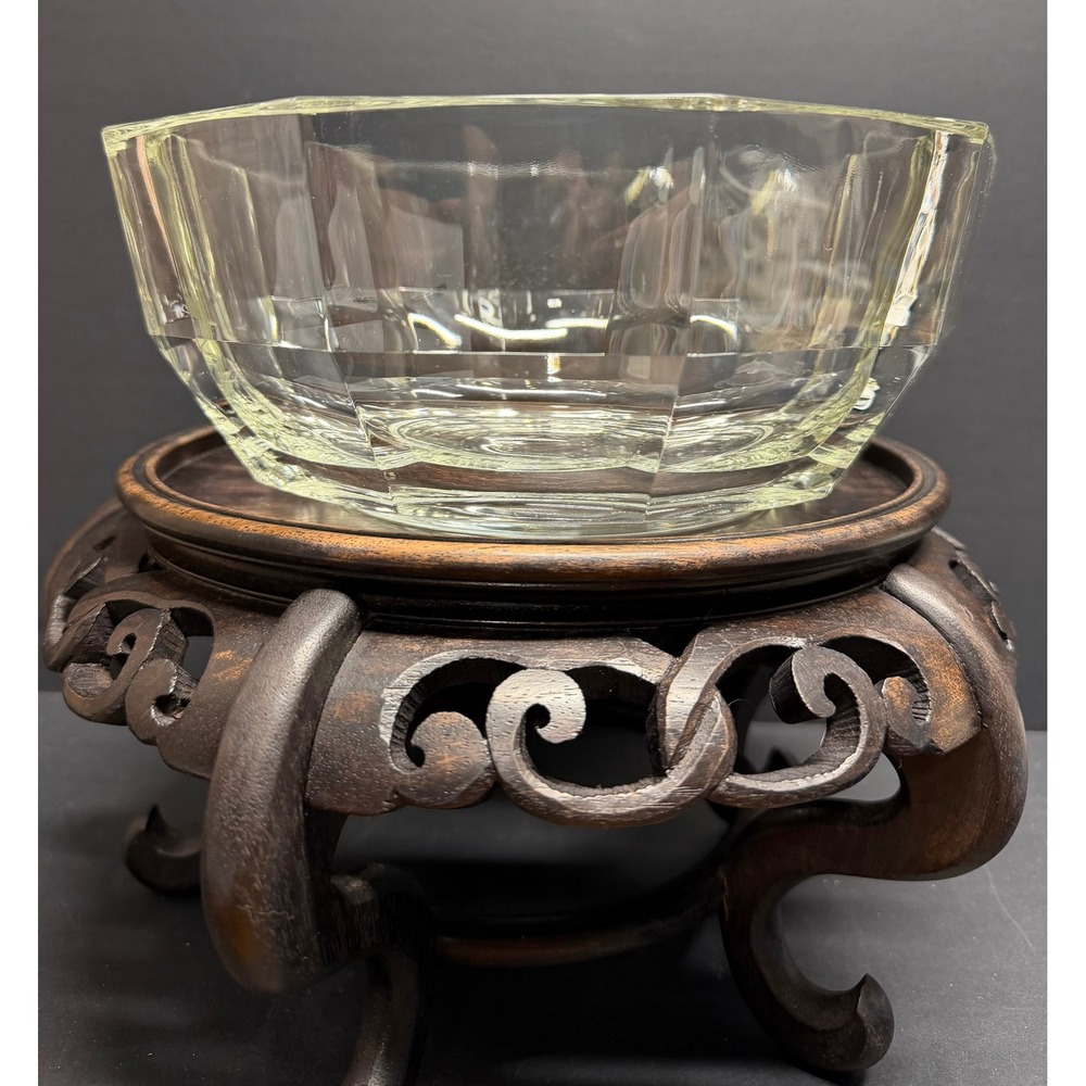 Vintage Italian Faceted Centerpiece Crystal Bowl 9" wide x 4' tall - 3lbs - Picture 8 of 11